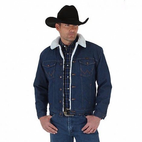 Lined Denim Jacket - Cotton Blue Cowboy Cut Men - Wrangler Size S Color  Bleu foncé