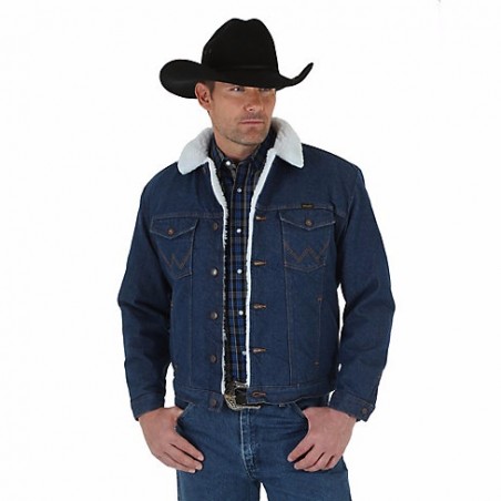 Lined Denim Jacket - Cotton Blue Cowboy Cut Men - Wrangler