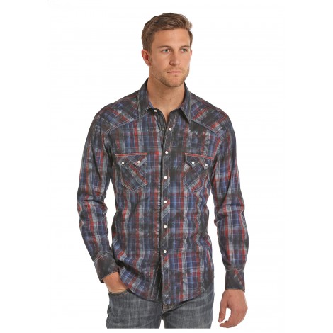 Chemise Western - Carreaux Indigo Vintage Homme - Rock ...
