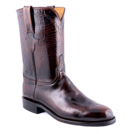 Bottes Roper - Cuir Chevreau Brun Bout Rond Homme - Lucchese Boots Classics