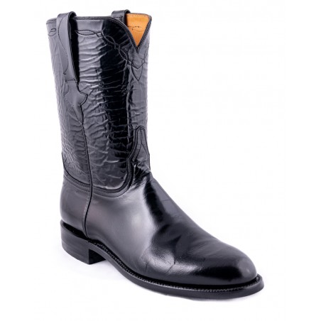 Bottes Roper - Cuir Chevreau Noir Bout Rond Homme - Lucchese Boots Classics