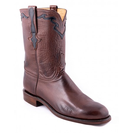Bottes Roper - Cuir Baby Buffalo Brun Bout Rond Homme - Lucchese Boots Classics