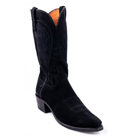 Santiags - Cuir Daim Noir Bout Pointu Homme - Lucchese Boots