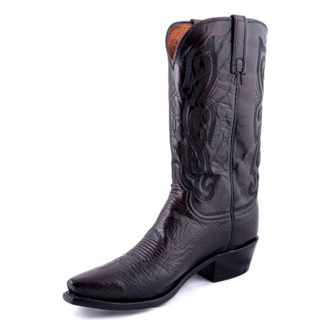 Cowboy Boots - Ostrich Leather Black Cherry Snip Toe Men 