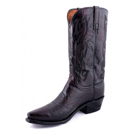 Santiags - Cuir Autruche Black Cherry Bout Pointu Homme - Lucchese Boots