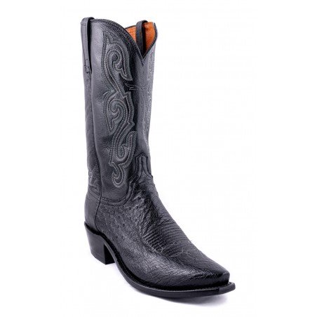 Cowboy Boots - Ostrich Leather Black Snip Toe Men - Lucchese Boots