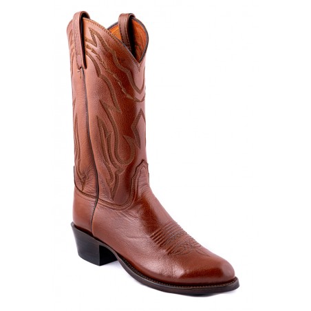 Cowboy Boots - Lamb Leather Brown Round Toe Men - Lucchese Boots -