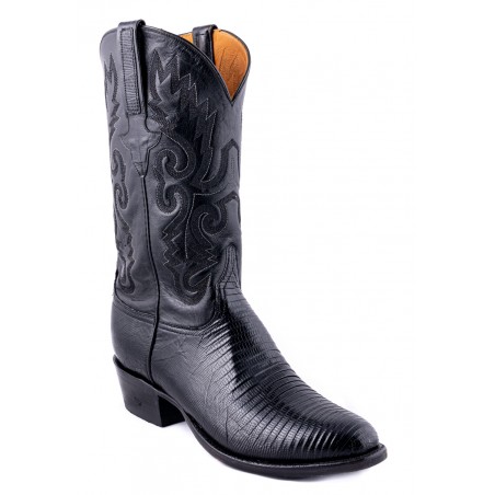 Santiags - Véritable Cuir Lézard Noir Bout Arrondi Homme - Lucchese Boots Classics