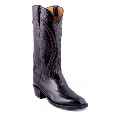 Cowboy Boots - Goat Leather Black Cherry Dress Toe Men - Lucchese Boots Classics