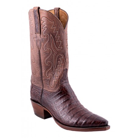 Cowboy Boots - Genuine Caiman Leather Brown Snip Toe Men - Lucchese Boots Classics