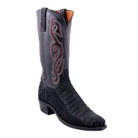 Cowboy Boots - Genuine Caiman Suede Black Snip Toe Men - Lucchese Boots