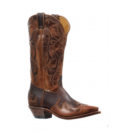 Santiags - Cuir Vachette Brun Bout Pointu Homme - Boulet Boots