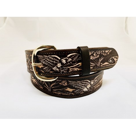 Belt - Cowhide Brown Eagle Unisex - Brushy Creek Size 30 Color Brun