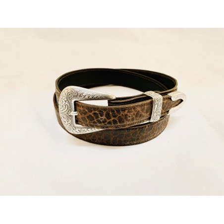 Ceinture Fine - Cuir Vachette Imitation Croco Unisexe - Texas Leather