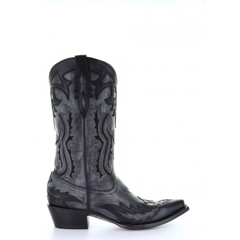 Cowboy Boots - Cowhide Black Vintage Snip Toe Men - Corral Boots Color  Black Size 7