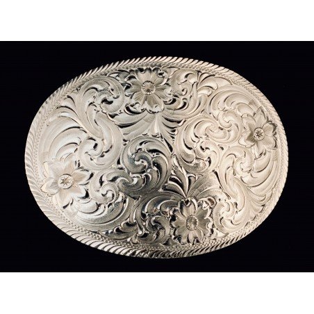 Western Buckle - Silver Floral Engraved Unisex - Montana Silversmiths