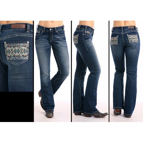 Jeans Mid Rise Bootcut - Blue Extra Stretch Diamant Women - Panhandle Color  Bleu foncé Size 33 x 34