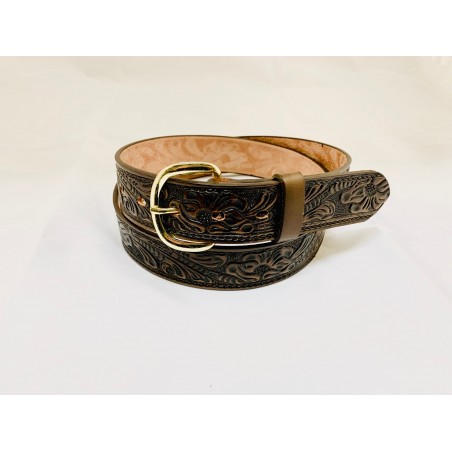 Ceinture Grande Taille - Cuir Vachette Floral Unisexe - Brushy Creek