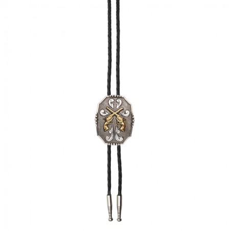 Bolo Tie - Crossed Pistols Scroll Unisex - AndWest
