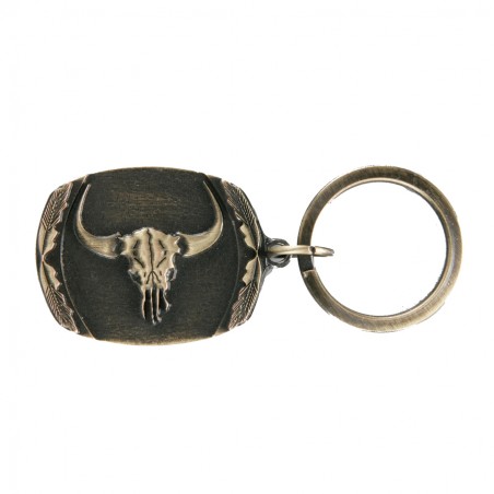 Western Key Chain - Longhorn Skull with Feathers - AndWest