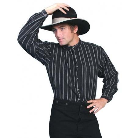 Western Shirt - Old West Striped Mao Collar Men - Scully