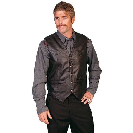 Gilet Grande Taille - Cuir Noir Homme - Scully