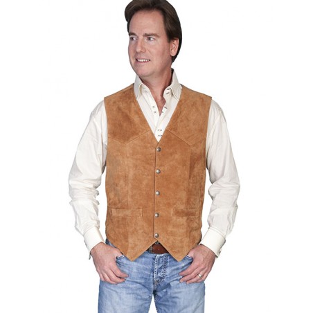 Gilet Grande Taille - Cuir Daim Homme - Scully Couleur Camel Taille 3XL