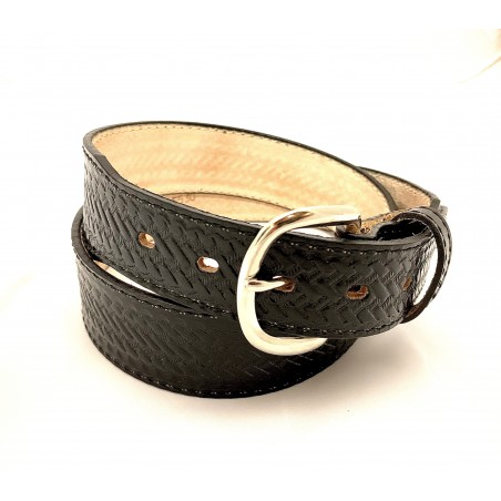 Ceinture Large - Cuir Vachette Motif Basket Unisexe - Brushy Creek