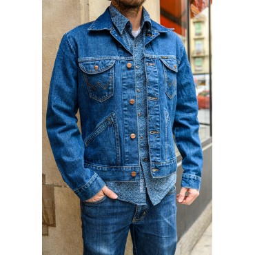 Denim Jacket - Cotton Blue Unlined Men - Wrangler Size S Color Bleu foncé