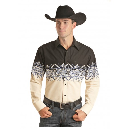 Chemise Western - Motif Aztec Crâne de Vache Homme - Panhandle