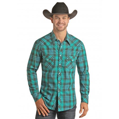 Western Shirt - Jade Plaid Men - Rock&Roll Cowboy