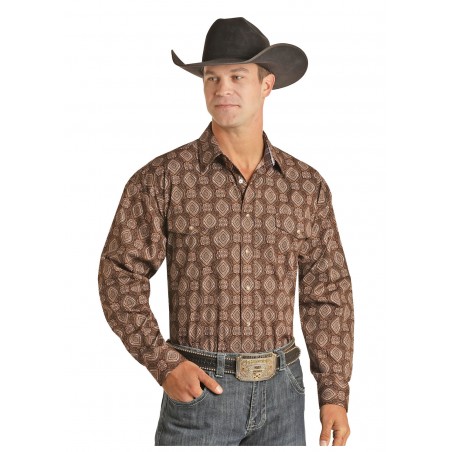 Chemise Western - Brun Motif Medaillon Homme - Panhandle