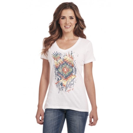 T-shirt - Blanc Free Bird Femme - Cowgirl Up