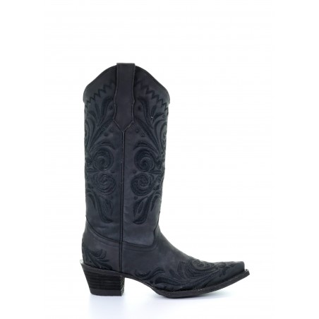 Cowgirl Boots - Cowhide Black Embroidery Women - Corral Boots