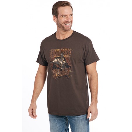 T-shirt - Brun Outlaw Rodeo Homme - Cowboy Up