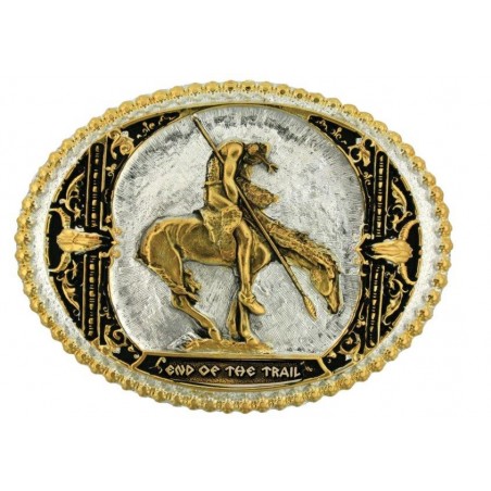 Western Buckle - End of The Trail Two tone - Montana Silversmiths