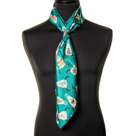 Scarf - Longhorn Skull Silk - Austin Accent