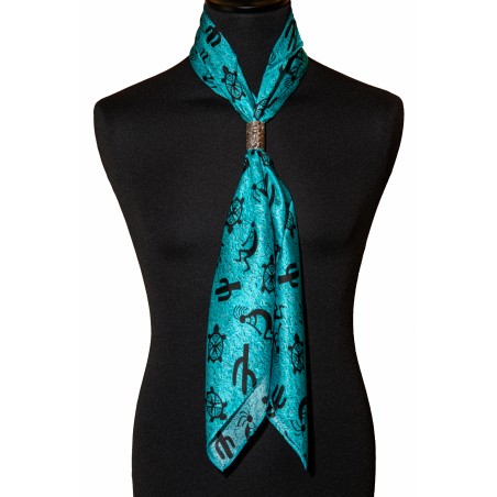 Scarf - Turquoise Kokopelli Silk - Austin Accent