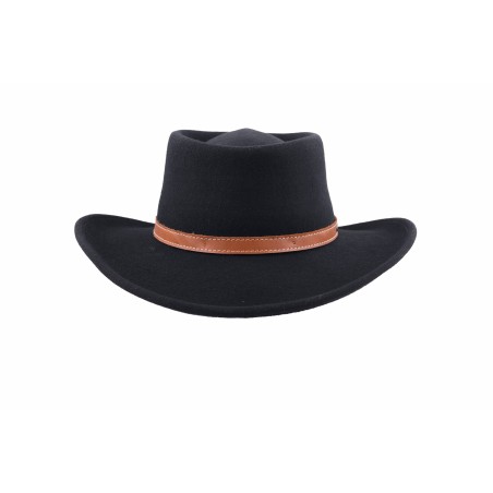 Gambler Hat - Black Wool Felt Western Unisex - Bigalli Hats