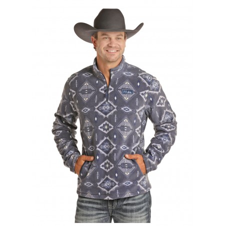 Fleece Jacket - Grey Aztec Print Men - Powder River