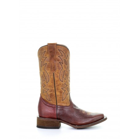 Teens Roper Boots - Cowhide Brown Square Toe Unisex - Corral Boots