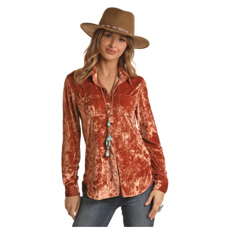 Chemise Western - Cuivre Velours Femme - Rock&Roll Cowgirl