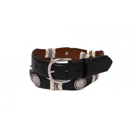 Ceinture - Cuir Vachette Noir Concho Unisexe - Texas Leather