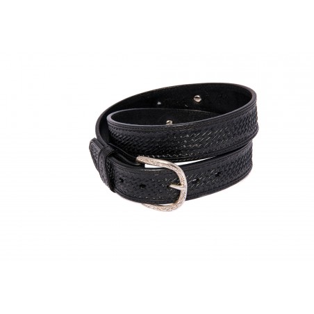 Belt - Cowhide Black Texas Star Concho Unisex - Texas Leather