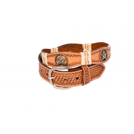 Ceinture - Cuir Vachette Brun Concho Longhorn Unisexe - Texas Leather