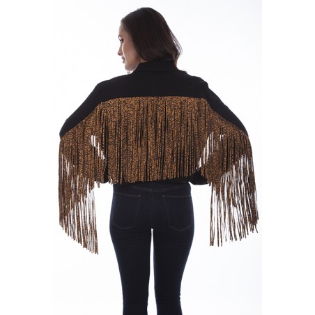 Veste en Jean - Noir Franges Leopard Femme - Scully