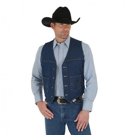 Gilet Jean - Coton Bleu Cowboy Cut Homme - Wrangler Taille L Couleur Bleu  foncé