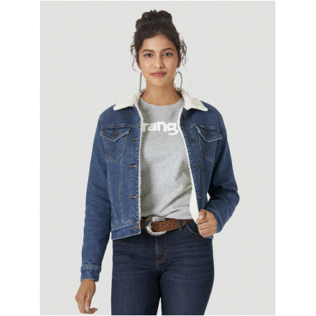 Blouson Jean Fourré - Denim Coton Bleu Femme - Wrangler