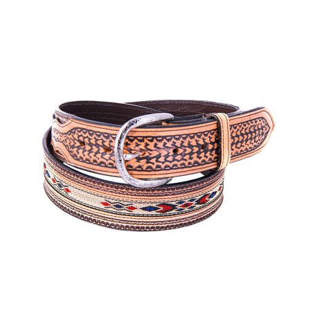 Belt - Cowhide Natural Aztec Unisex - Texas Leather