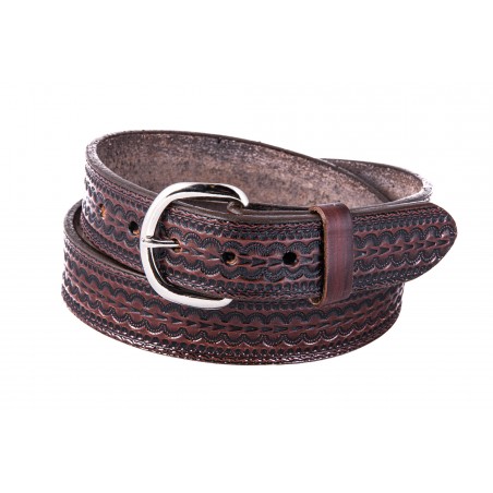 Belt - Cowhide Basket Print Unisex - Texas Leather